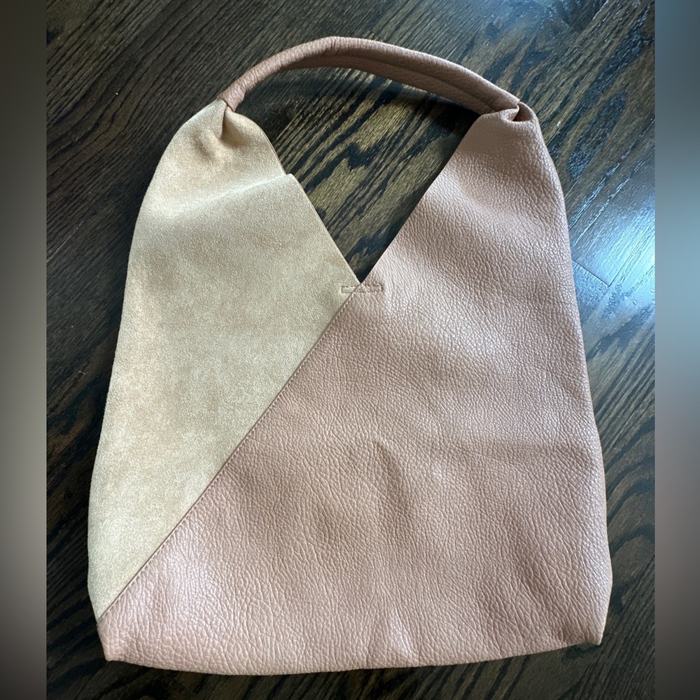 NWOT ANTHROPOLOGIE SHIRALEAH ARDEN TAN VEGAN LEATHER SUEDE HOBO SHOULDER BAG